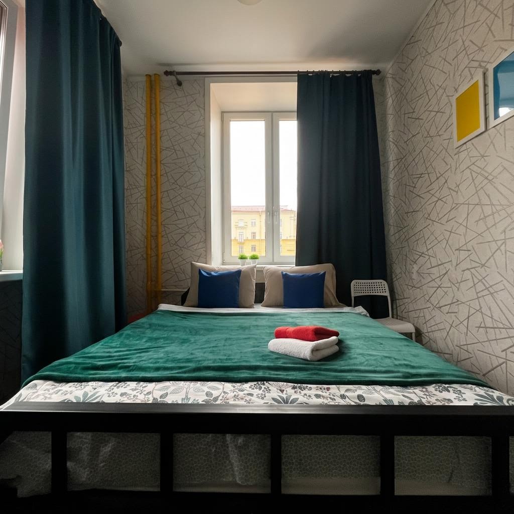 Кровать в комнате Каляровая LOFT Hostel